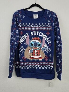 Disney Blue Stitchmas Christmas Light Up Sweater
